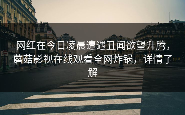 网红在今日凌晨遭遇丑闻欲望升腾,蘑菇影视在线观看全网炸锅,详情了解 网红在今日凌晨遭遇丑闻欲望升腾,蘑菇影视在线观看全网炸锅,详情了解